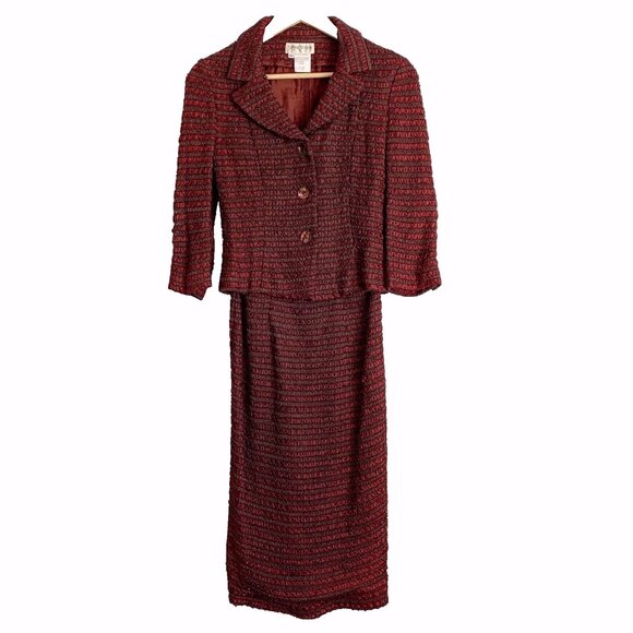 VTG Sophie Sitbon Paris Tailored Tweed Blazer Dress Set Sz 8 Old Money 50s 60s - Picture 2 of 13